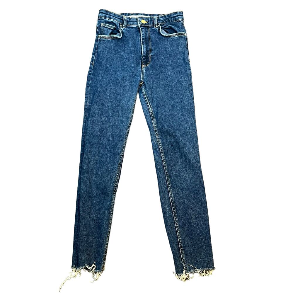 Zara Womens Jeans 24 High Rise Skinny Raw Hem XS S